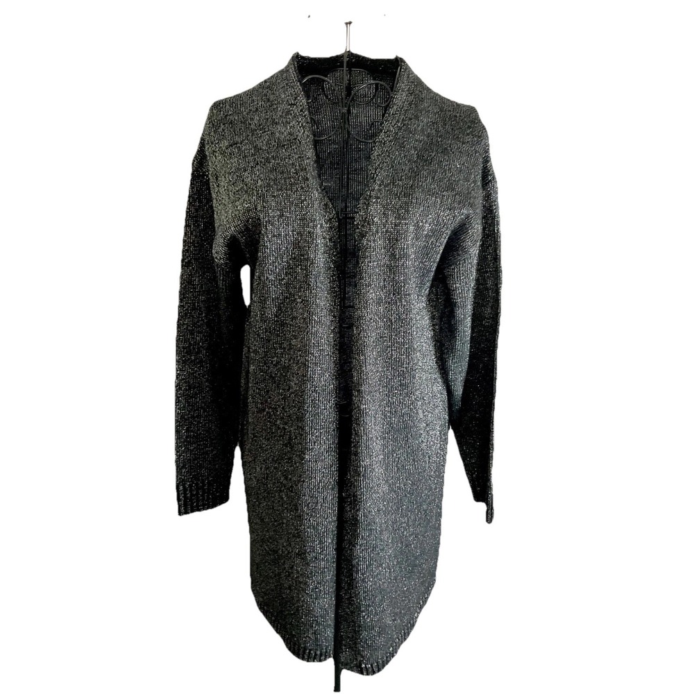 SHEIN Black Metallic Open Cardigan Sweater Sz S